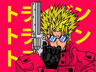 Vash The Stampede anime art colorscheme design graphic design halftone illustration illustrator trigun typography vashthestampede vector