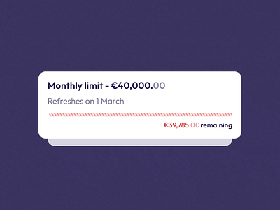 Monthly limit — Winfinity animation app card clean credit detail finance fintech limit micro animation minimal mobile motion motion graphics ui ux