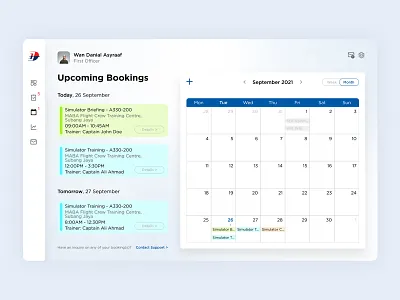 Pilot Training Bookings Page - Concept airlines airways app bookings calendar dashboard design graphic design pilot training ui