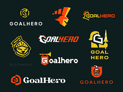 Goal Hero - identity studies app branding brandmark fantasy fitness goal gym helmet icon design identity identity design illustration knight lettering logo logo design logos target typograhy warrior