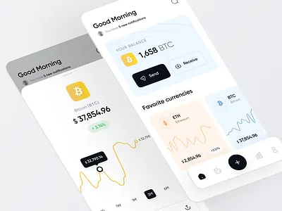 Fintech Mobile App 3d app app ui application bank card clean crypto dark design financial fintech flat graphic design minimal mobile ui money nft ui uiux