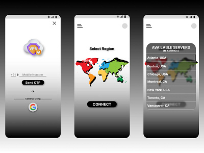 VPN App Concept app concept figma log in login mobile app new server sign up signup ui ui ux user interface ux virtual private network vpn