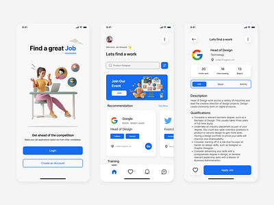 Recruitment Mobile Apps business clean hrga hrm job seeker mobile apps recruitment uiux user interface