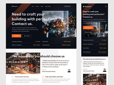 Bangunan - Construction Landing Page building construction design landing page landing ui manufacture mobile mobile ui mobile view responsive responsive design ui ui design ux design web design website