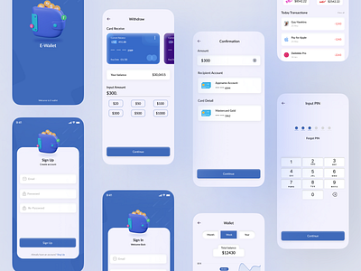 E-Wallet App app app design bitcoin clean cool cryptocurrency design e wallet figma design logo money payment app product design ui uiux ux ux design wallet app