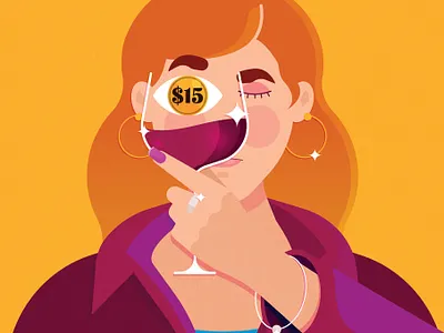 The Cost of Good Wine - Wall Street Journal colour editorial illustration vino wine