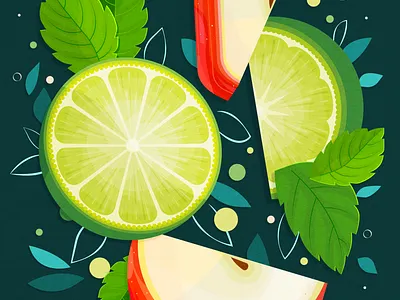 Apple, Lime & Mint branding flavour food fruit illustration juice smoothie summer