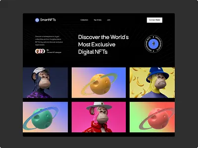 NFT Landing Page crypto hero section landing page nft