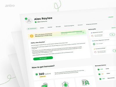 Online Supplement Store benefits branding club dashboard design ecommerce figma illustration membership store supplement ui ux webdesign
