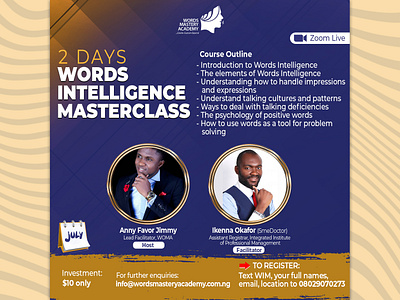 Flyer: Word Intelligent Masterclass class event flyer graphic design school