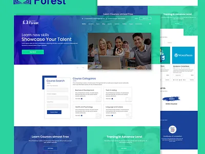 Educational Forest Online Course Website classes course education platform education website graphic design landing page learning app online class online education online school school teaching training tutor ui web web design