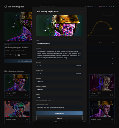 Non-Fungible (Royalty page) blockchain cryptocurrency dapps dashboard design nft ui web3