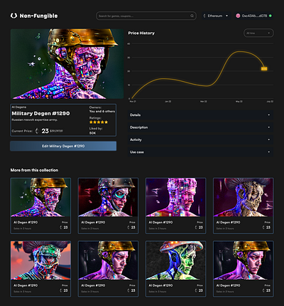 Non-Fungible (Collectible page) blockchain cryptocurrency dapps dashboard design nft ui web3