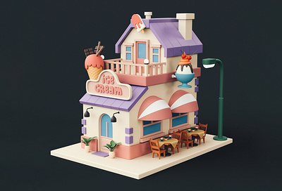 Cartoon Ice Cream Shop ice cream ice cream shop stylized
