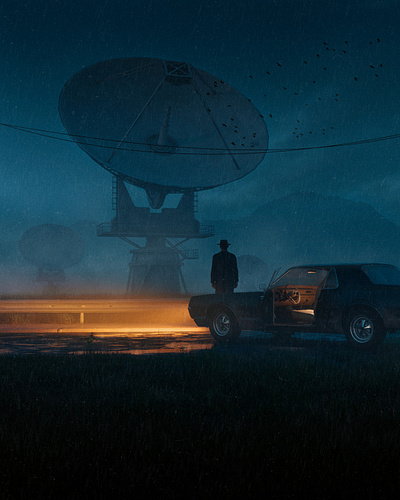 Far away 3d car cinema cinematic city dark digital art