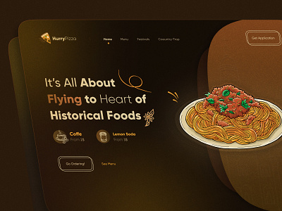 Italian Food Website - Dark 🍝 branding dark design food glass header hero illustration italy landing landing page trend ui uiux vintage web website