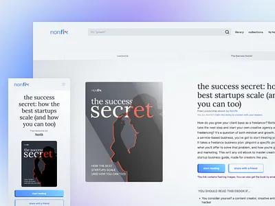 Web Design | Nonfik eBook Listing Page book bookstore branding design system ebook free guide glassmorphism goodreads landing page marketing marketplace mesh gradient minimal minimalism product listing saas typography ui webflow website