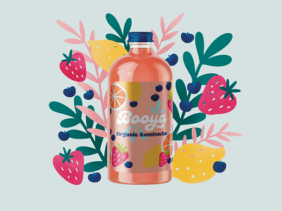 Booya Kombucha branding design graphic design illustration kombucha kombuchadesign kombuchapackaging logo packaging procreate typography