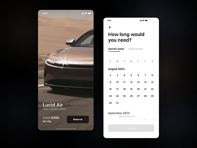 Luxury car rental - Mobile App animation app branding car cyber truck design electric motion motors product design super app tesla ui ux web