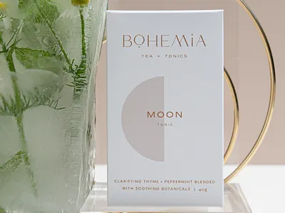 Bohemia Tea & Tonics Branding & Packaging bohemia bohemian branding circles design font logo logodesign minimalist packaging packaging semicircles simplicity simplistic packaging design tea packaging typography
