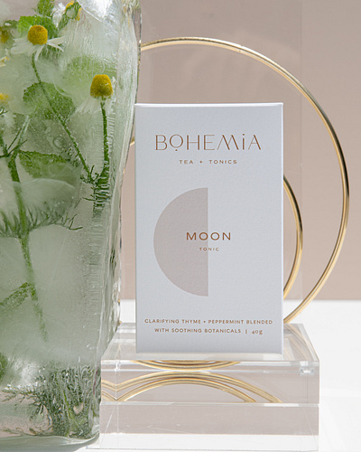 Bohemia Tea & Tonics Branding & Packaging bohemia bohemian branding circles design font logo logodesign minimalist packaging packaging semicircles simplicity simplistic packaging design tea packaging typography