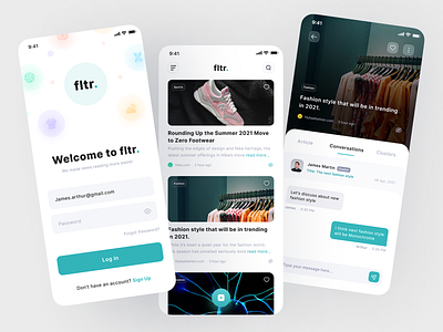 Fltr - News App Design app app design clean colorful design figma ios ios app mobile design mobile ui news reading ui ui ux design ui design ui ux user experience user interface ux