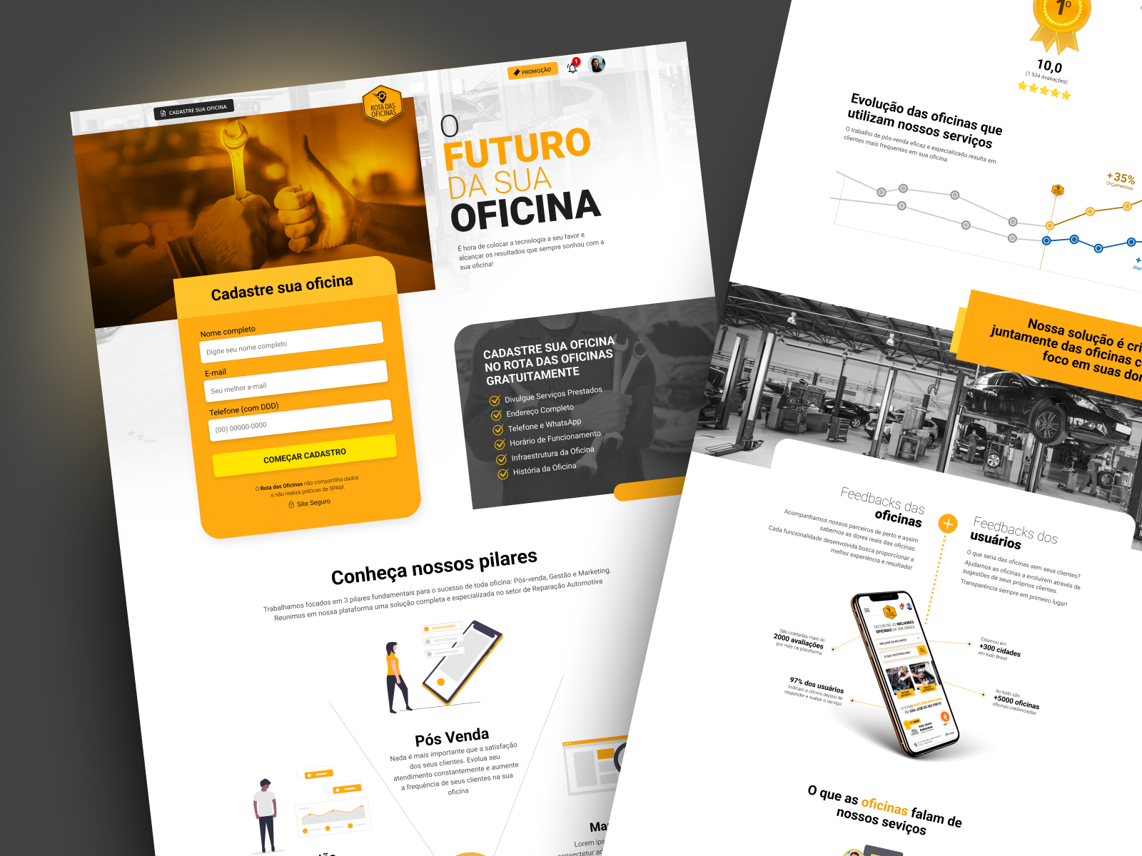 Example of Landing page - Rota das Oficinas