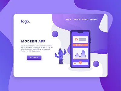 Modern Landing Page Template app design flat icon landing page simple ui uiux ux vector web
