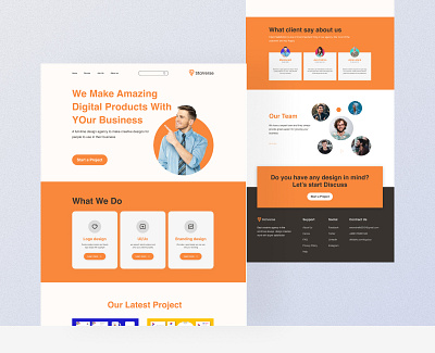 Creative agency landing page design agency branding business company creative design illustration logo media ui ux vector