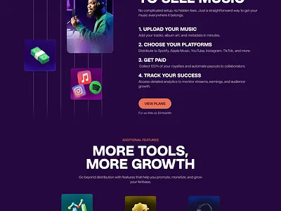 Offstep Landing Page Design friendly fun glass hip landing page modern music music platform orange purple texture trendy web design website design