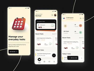 Task Management Mobile App UI Design branding design minimal mobile app modern product design project management task management todolist trendy ui ui design uiux design ux