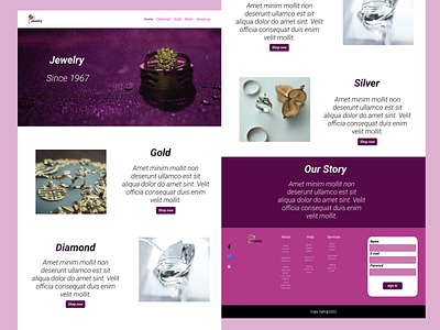 Jewelry website landing page. 3d animation app branding design flat graphic design icon illustration landing page logo minimal mobile app motion graphics shopify app typography ui ux vector web
