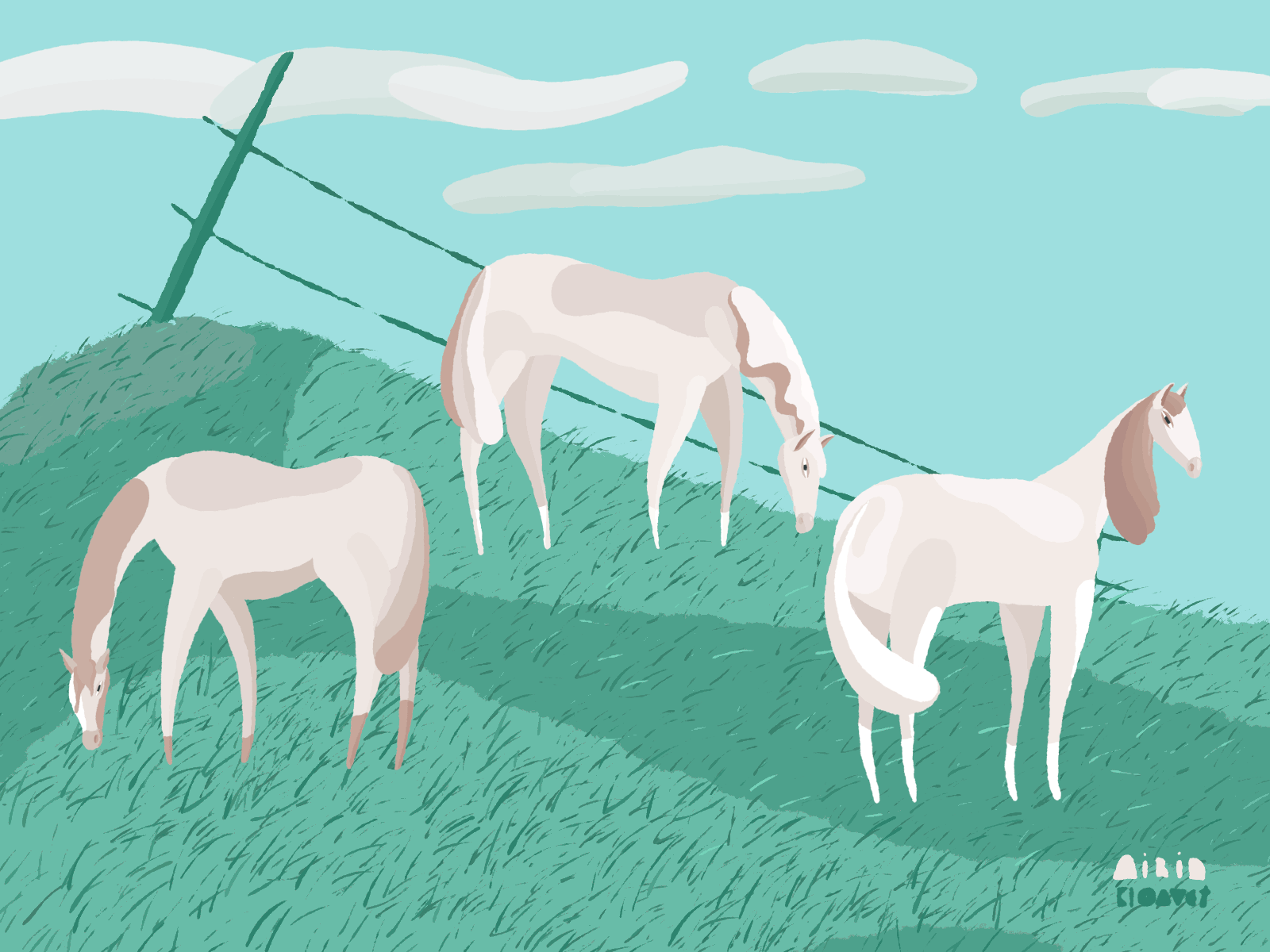 Summer Horses airin kloavet airinkloavet animation character character design gif happy horse illustration irinalopik motion graphics summer white