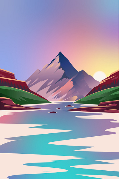 Under the mountain design graphic design illustration vector