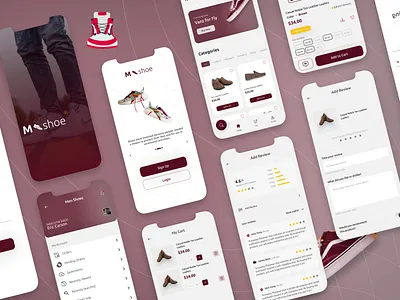 M-shoe app branding design illustration ui ux