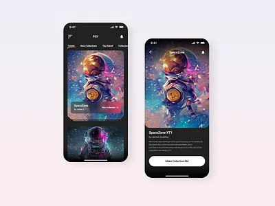 NFT App app design collection colorful design home minimal mobile mobile app mobile design nft onboarding private ui ux