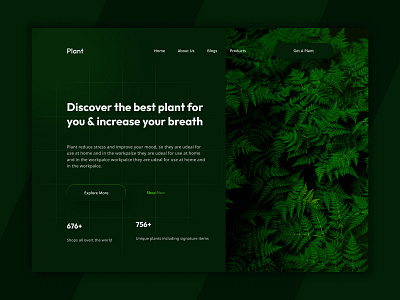 Plant Nature Landing graphic design landing page landingpage landingpagedesign motion graphics ui