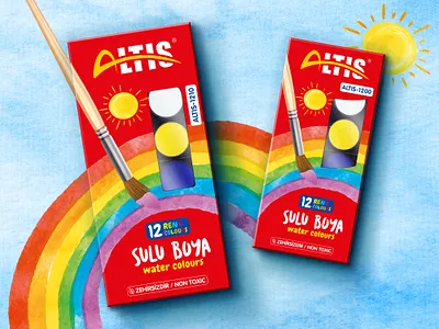 watercolours Box Design branding creative design graphic graphic design labeldesign packa packaging paint redesign watercolours