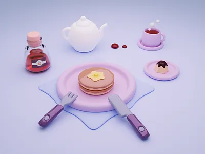 Breakfast 3d 3d breakfast 3d design 3d illustration 3d model 3d modelling 3d render breakfast burger coffee design illustration interface juice tea ui ui deisgn