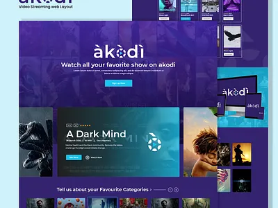 Akodi Video Streaming Website Design cinema creative dark film landingpage live streaming website movies reals stream streaming streaming app streaming website template tv series ui ux video video streaming web app youtube