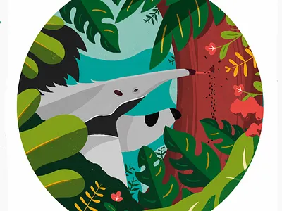 Anteater Q filler for Smithsonian Magazine animal anteater bold colorful digital painting education illustration question smithsonian tree