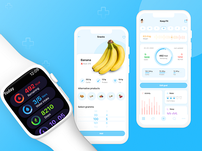 Weight & Activity Tracker Mobile+Watch App app apple watch calories fit health healthcare interface ios tracker ui ux watch weight