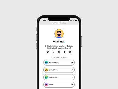 Links - Mobile View avatar bio link figma flat icons illustration links minimal mobile view profile link ui ui design ui ux ui ux design ux design website design website ui