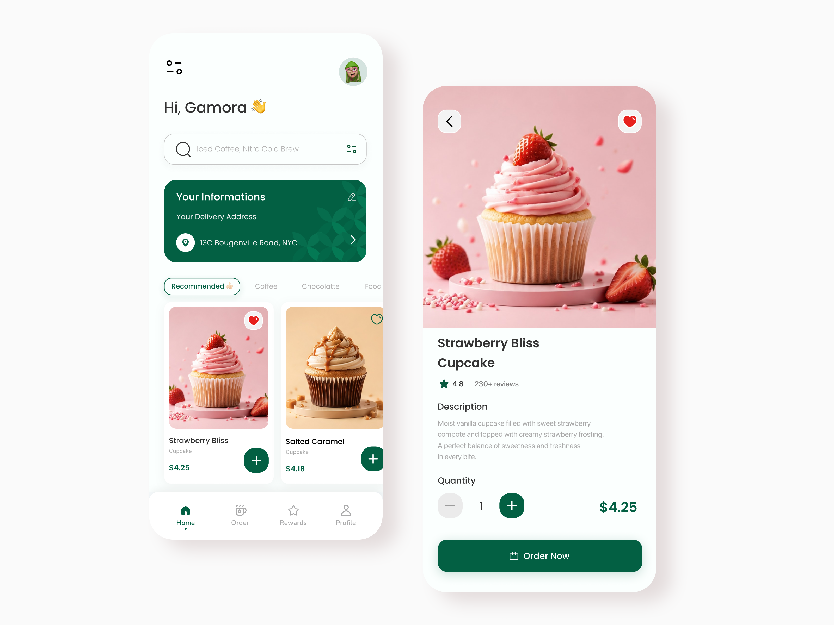 Cupcake Ordering App — Clean & Delightful Food Experience app design clean ui cupcake desert app ecommerce app figma food app food delivery food ui interface design minimal design mobile app mobile ui modern ui ordering app product design ui uiux user experience ux