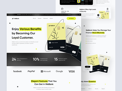 WeBank - Banking Landing Page bank bank card banking business card credit debit digital banking faq features finance financial fintech landing page money payment ui uiux web website