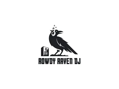 Rowdy Raven DJ Logo Design 2023 99designs logo dj logo music logo negative space logo raven raven logo rowdy raven dj
