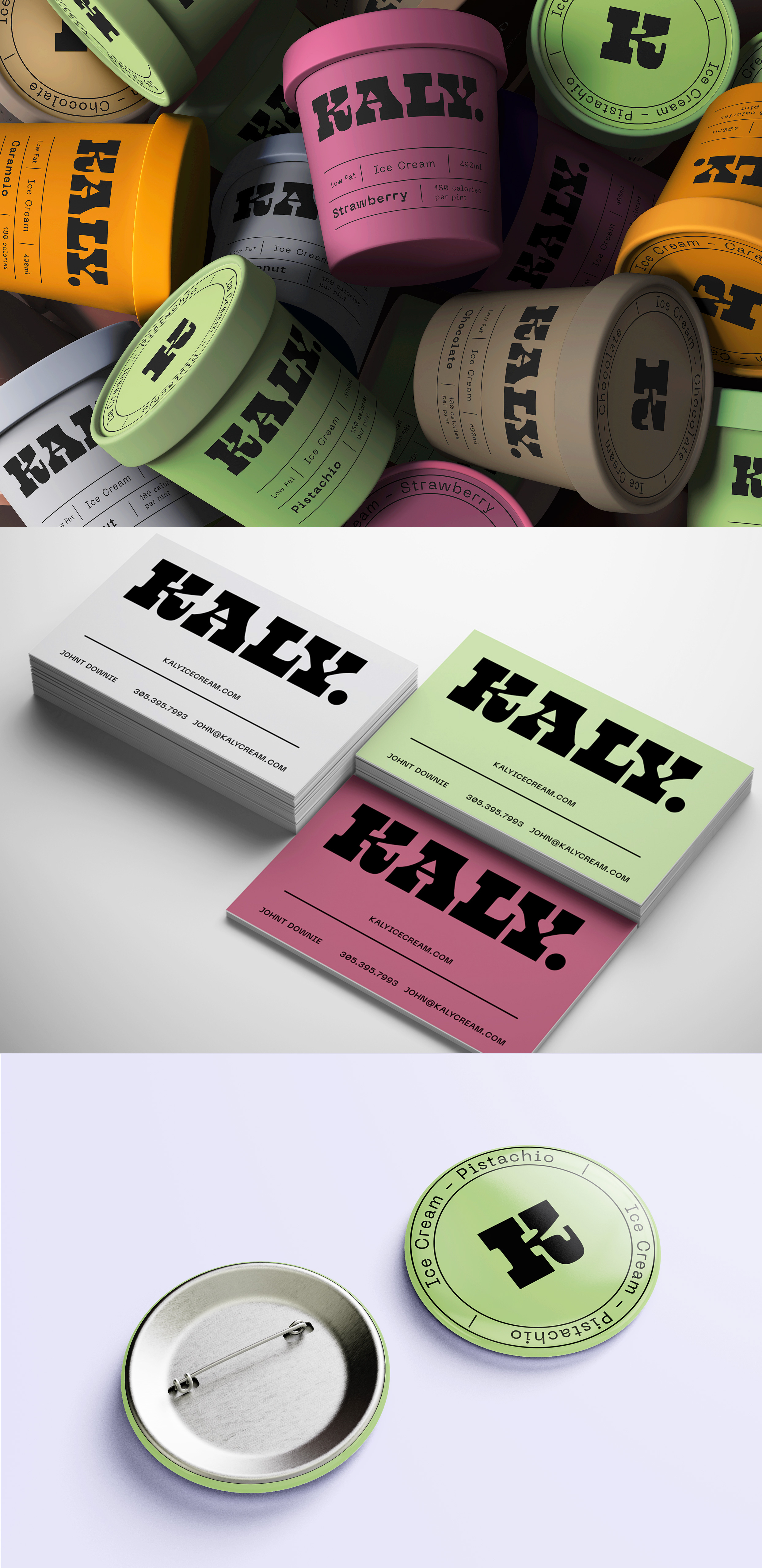 Kaly Ice Cream. Bold Visual Identity & Packaging Design branding design graphic design icecream logo logo design minimalist logo packaging visual identity