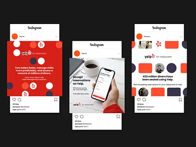 Yelp Social Media Posts art branding graphic design illustration instagram media posts social ui vector