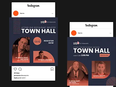 Yelp Inc Town Hall Social Media Ads ads color design graphic design illustration instagram logo podcast social media vector
