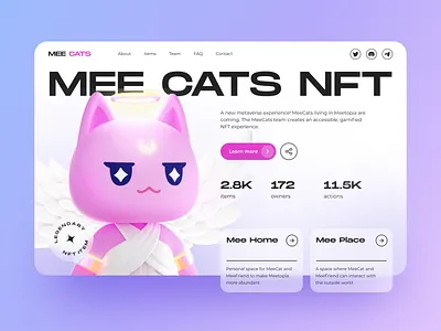 Mee Cats — NFT Collection cats design desktop figma marketplace metaverse nft nft collection ui